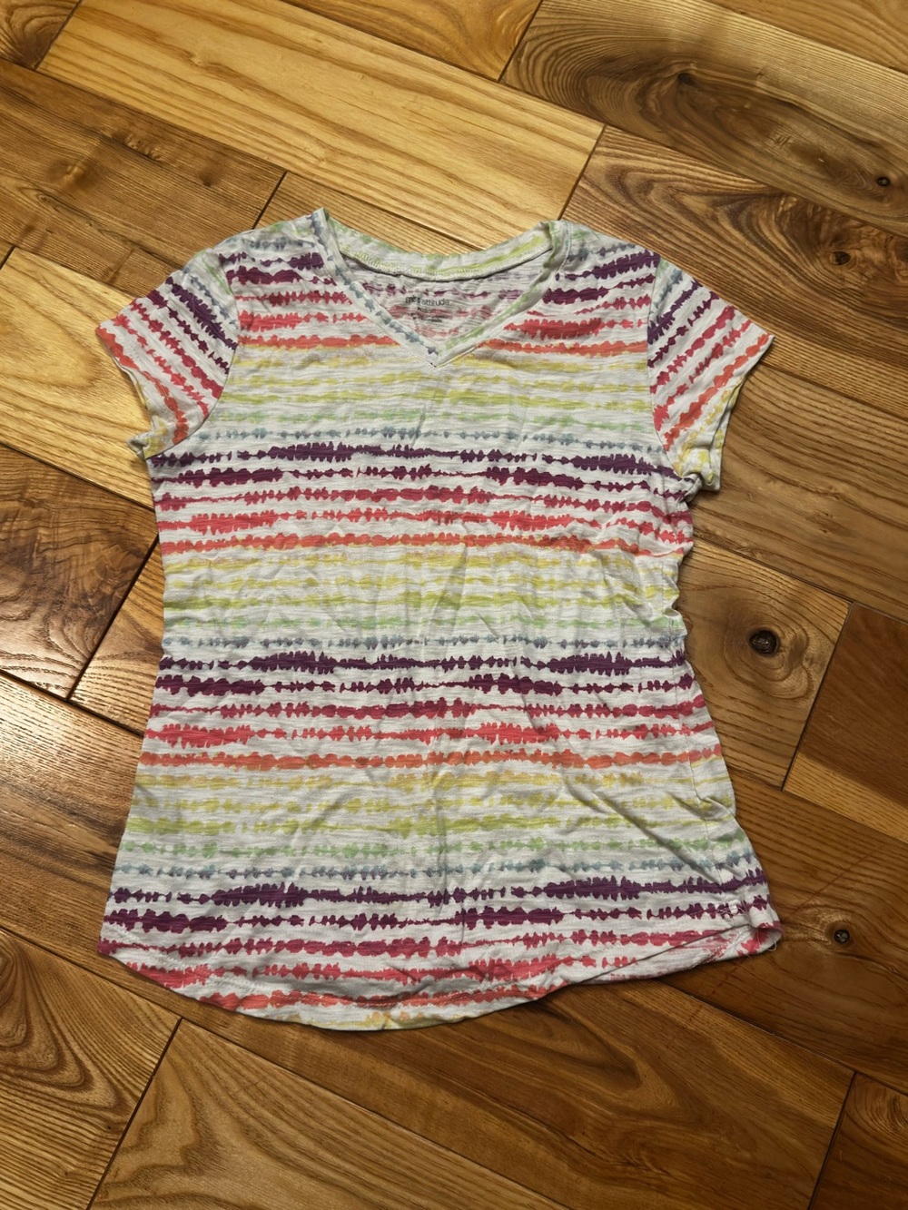 Miss Attitude Girl’s Striped V-neck Tee, Medium (10/12)
